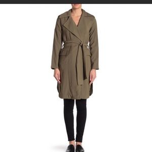 Elodie olive green belted trench coat